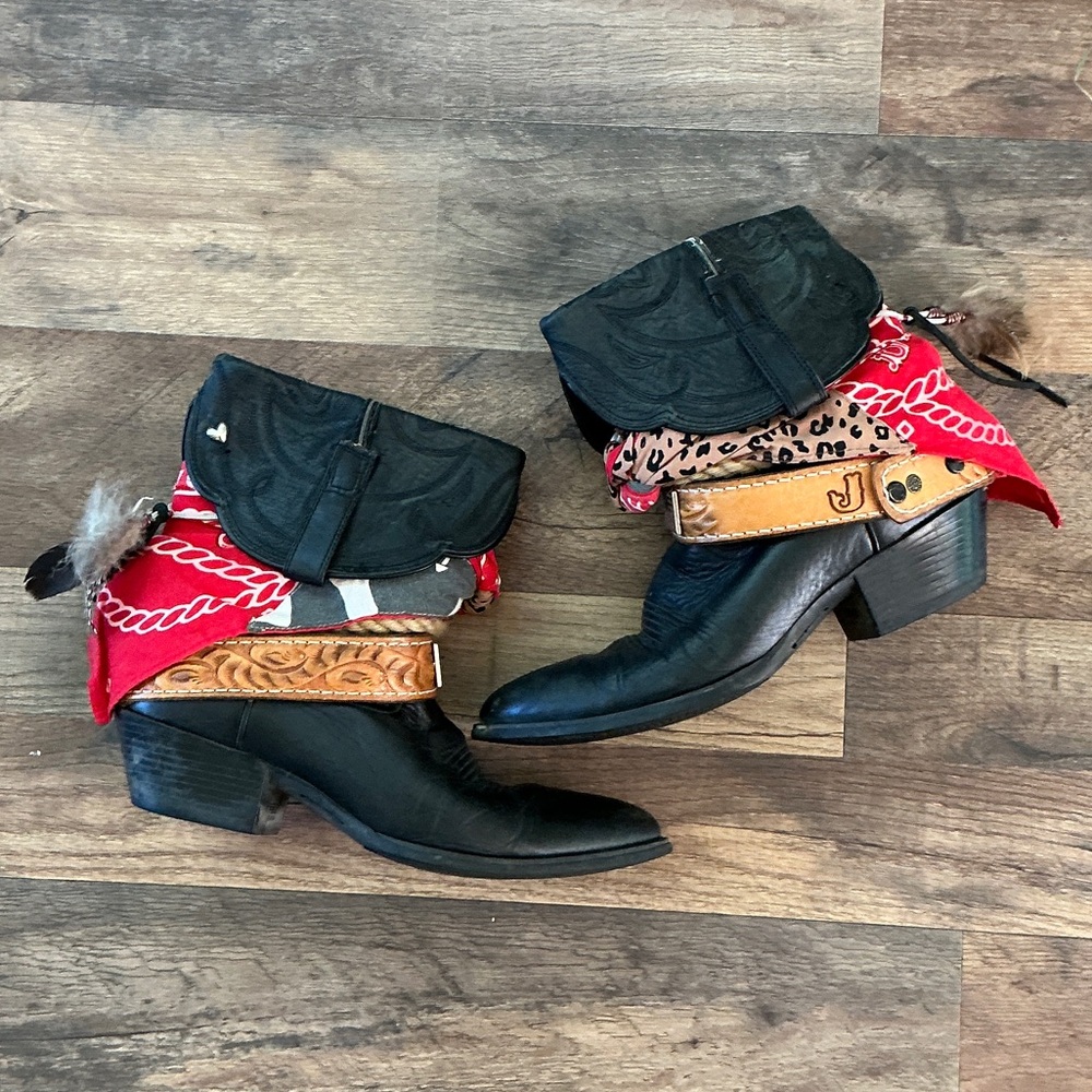 Ariat custom Black and Red Western Boots customized by Old Smokey Boots
